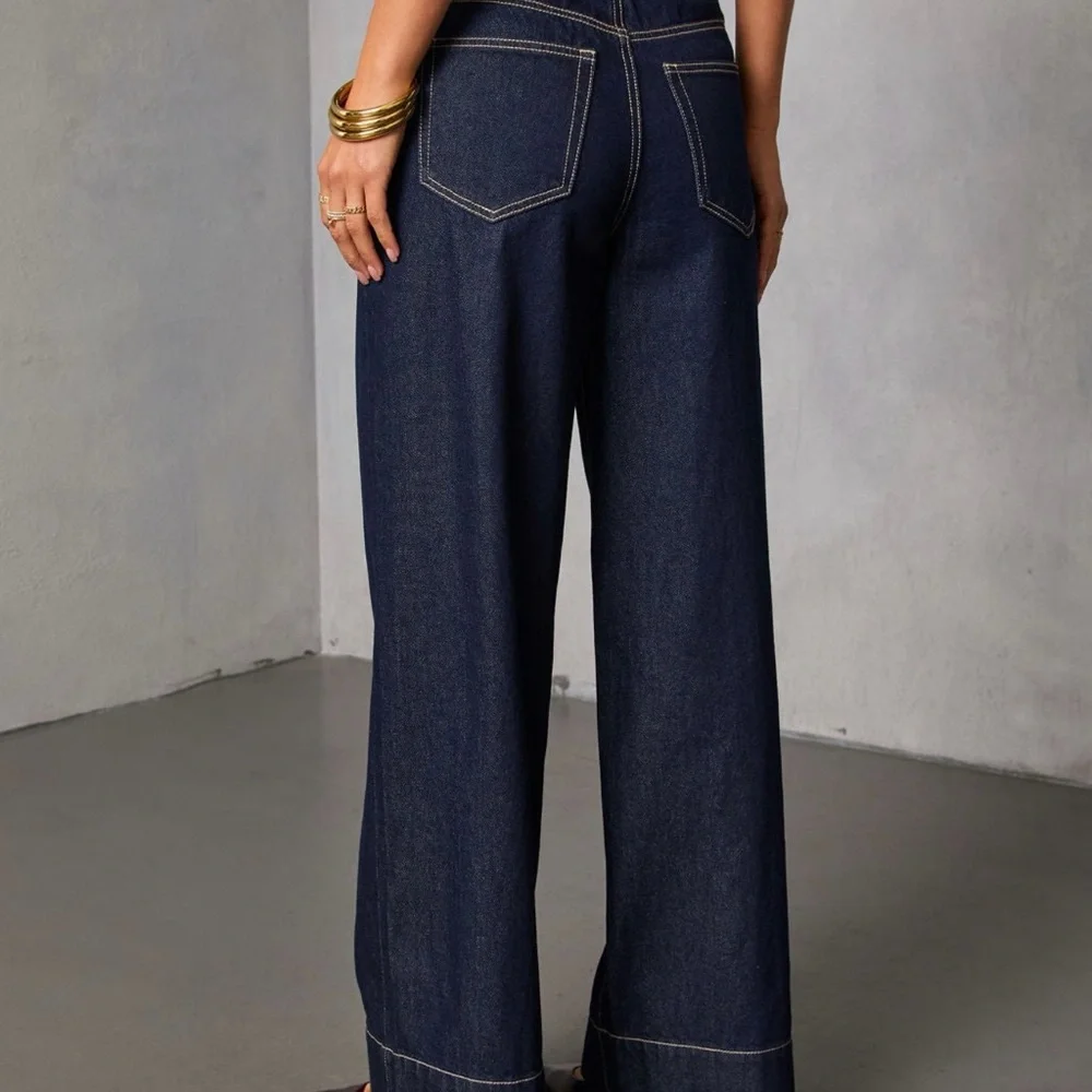 Vici Wide-Leg Dark Blue Jeans - Picture 2 of 7